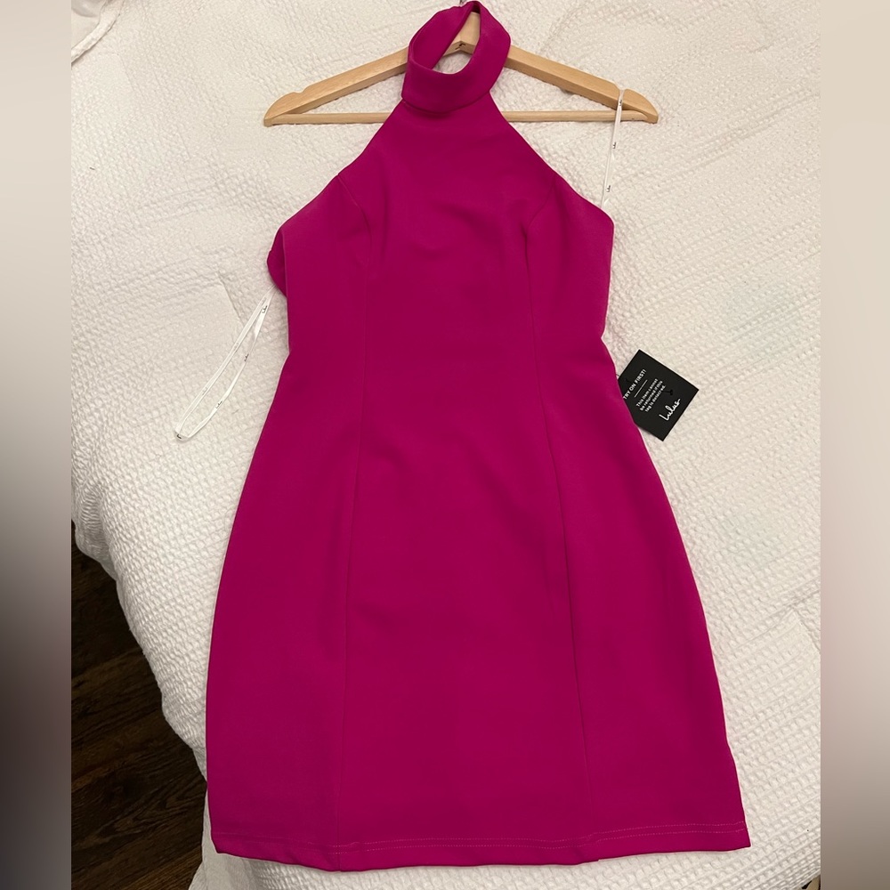 NWT Lulus Pink Halter Bodycon Mini Dress